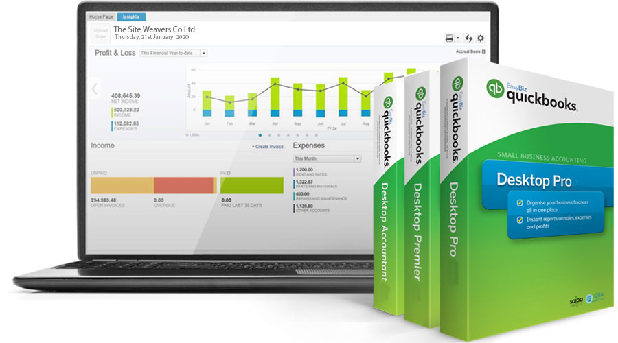 QuickBooks accounting dashboard